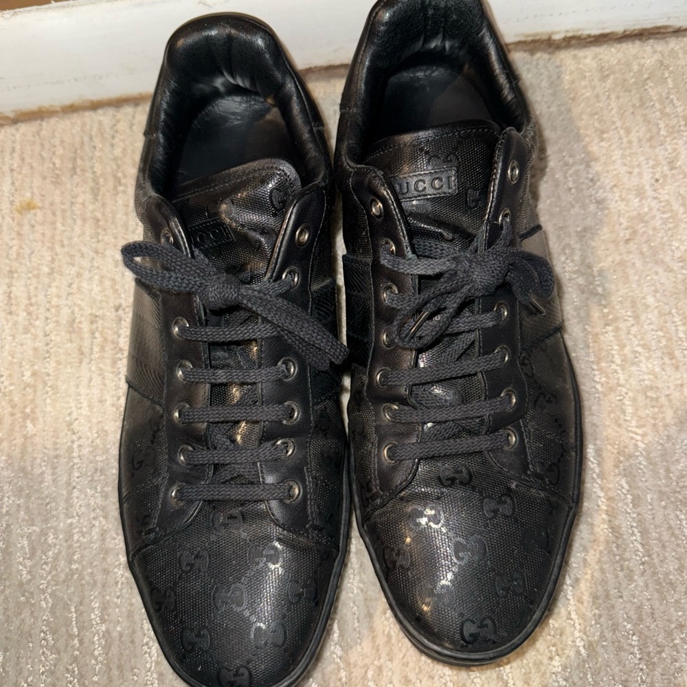 Black Gucci Guccissima Low Top Sneakers - Picture 4 of 6